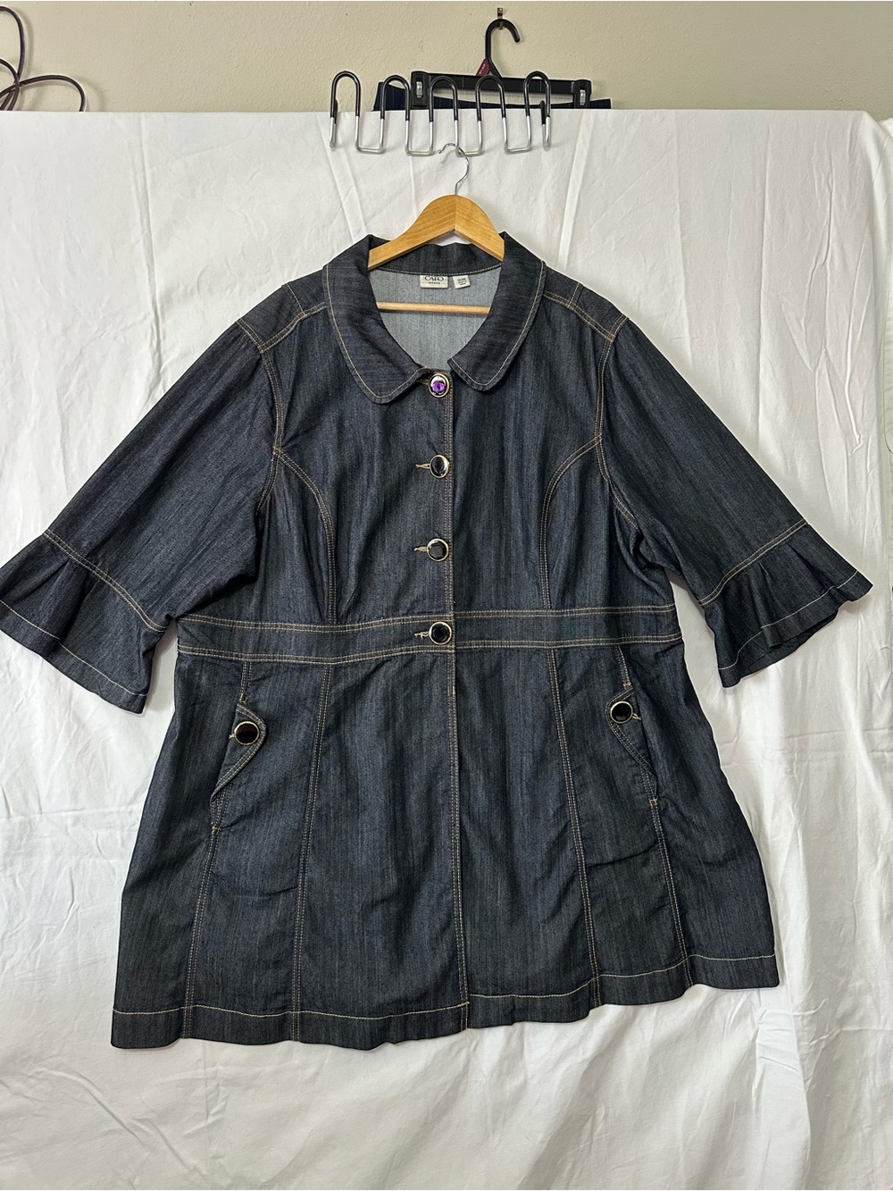 Cato Dark Blue Denim Jacket with Contrast Stitching